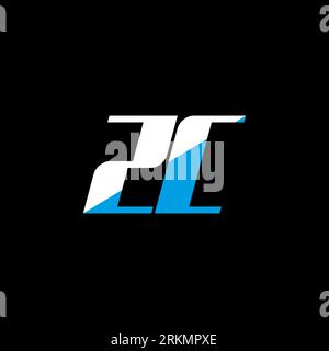 ZC letter logo design on black background. ZC creative initials letter logo concept. ZC icon design. ZC white and blue letter icon design on black bac Stock Vector