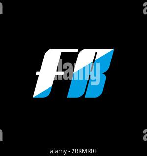 FR letter logo design on black background. FR creative initials letter logo concept. fr icon design. FR white and blue letter icon design on black bac Stock Vector