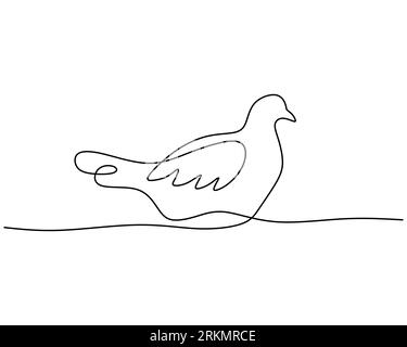 One continuous single line of golden pheasant. Famous bird line art isolated on white background. Stock Vector