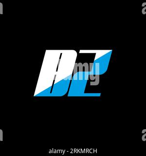 BZ letter logo design on black background. BZ creative initials letter logo concept. bz icon design. BZ white and blue letter icon design on black bac Stock Vector