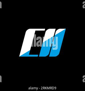 CH letter logo design on black background. CH creative initials letter logo concept. ch icon design. CH white and blue letter icon design on black bac Stock Vector