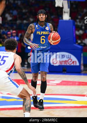 Bulacan Philippines. 25th Aug 2023. Jordan Clarkson of the Philippines men basketball team in action during