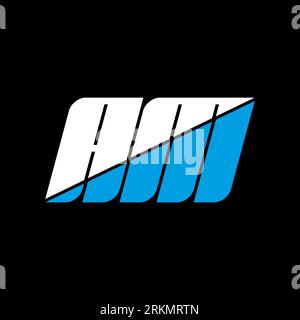 AM letter logo design on black background. AM creative initials letter logo concept. am icon design. AM white and blue letter icon design on black bac Stock Vector