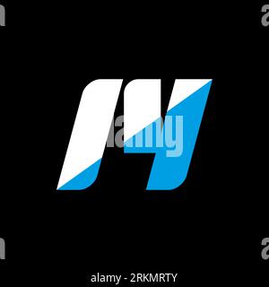 IY letter logo design on black background. IY creative initials letter logo concept. iy icon design. IY white and blue letter icon design on black bac Stock Vector