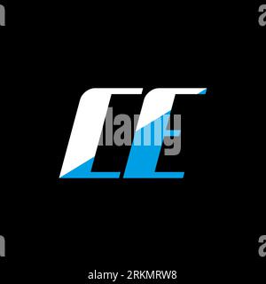 CE letter logo design on black background. CE creative initials letter logo concept. ce icon design. CE white and blue letter icon design on black bac Stock Vector