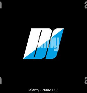 BI letter logo design on black background. BI creative initials letter logo concept. bi icon design. BI white and blue letter icon design on black bac Stock Vector