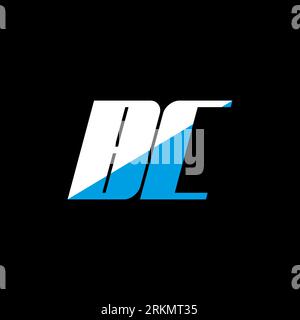BC letter logo design on black background. BC creative initials letter logo concept. bc icon design. BC white and blue letter icon design on black bac Stock Vector
