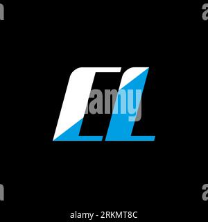 CL letter logo design on black background. CL creative initials letter logo concept. cl icon design. CL white and blue letter icon design on black bac Stock Vector