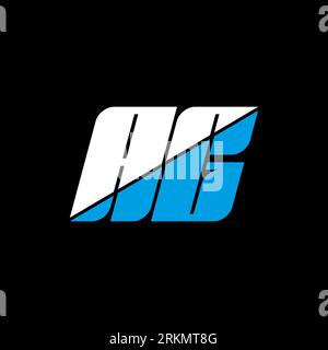 AG letter logo design on black background. AG creative initials letter logo concept. ag icon design. AG white and blue letter icon design on black bac Stock Vector