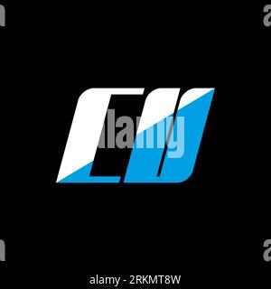 CU letter logo design on black background. CU creative initials letter logo concept. cu icon design. CU white and blue letter icon design on black bac Stock Vector