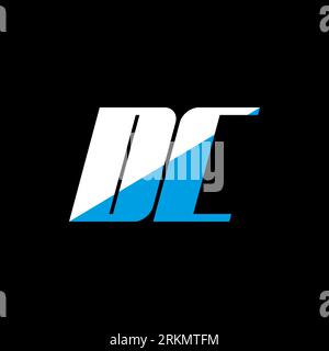 DC letter logo design on black background. DC creative initials letter logo concept. dc icon design. DC white and blue letter icon design on black bac Stock Vector