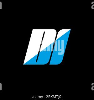 DI letter logo design on black background. DI creative initials letter logo concept. di icon design. DI white and blue letter icon design on black bac Stock Vector