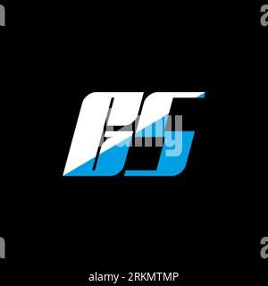GS letter logo design on black background. GS creative initials letter logo concept. gs icon design. GS white and blue letter icon design on black bac Stock Vector