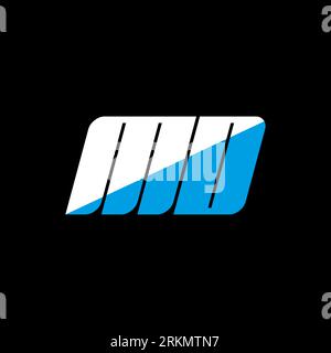 MD letter logo design on black background. MD creative initials letter logo concept. MD icon design. MD white and blue letter icon design on black bac Stock Vector