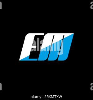EM letter logo design on black background. EM creative initials letter logo concept. em icon design. EM white and blue letter icon design on black bac Stock Vector