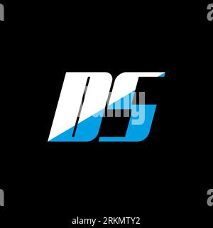 DS letter logo design on black background. DS creative initials letter logo concept. ds icon design. DS white and blue letter icon design on black bac Stock Vector