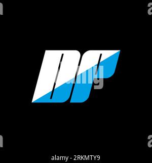 DP letter logo design on black background. DP creative initials letter logo concept. dp icon design. DP white and blue letter icon design on black bac Stock Vector