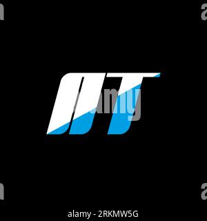 NT letter logo design on black background. NT creative initials letter logo concept. NT icon design. NT white and blue letter icon design on black bac Stock Vector