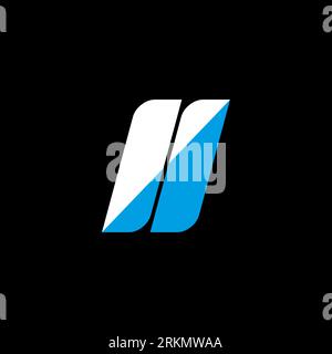 II letter logo design on black background. II creative initials letter logo concept. ii icon design. II white and blue letter icon design on black bac Stock Vector