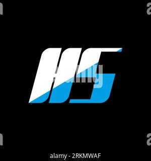 HS letter logo design on black background. HS creative initials letter logo concept. hs icon design. HS white and blue letter icon design on black bac Stock Vector