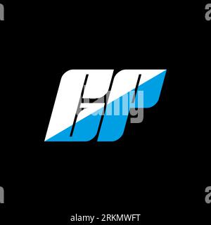 GP letter logo design on black background. GP creative initials letter logo concept. gp icon design. GP white and blue letter icon design on black bac Stock Vector