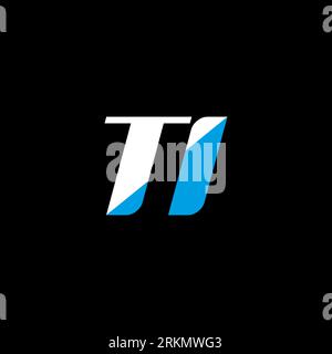 TI letter logo design on black background. TI creative initials letter logo concept. TI icon design. TI white and blue letter icon design on black bac Stock Vector