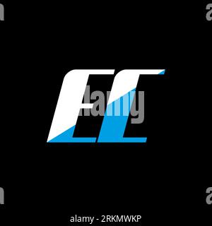 EC letter logo design on black background. EC creative initials letter logo concept. ec icon design. EC white and blue letter icon design on black bac Stock Vector