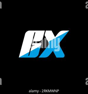 GX letter logo design on black background. GX creative initials letter logo concept. gx icon design. GX white and blue letter icon design on black bac Stock Vector
