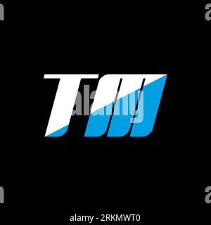 TM letter logo design on black background. TM creative initials letter logo concept. TM icon design. TM white and blue letter icon design on black bac Stock Vector
