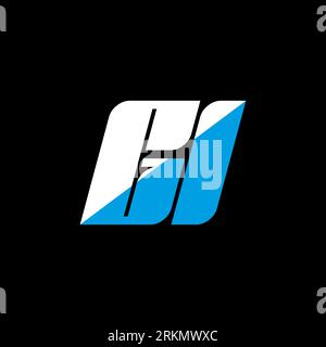 GI letter logo design on black background. GI creative initials letter logo concept. gi icon design. GI white and blue letter icon design on black bac Stock Vector