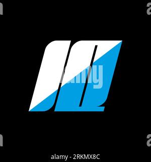IQ letter logo design on black background. IQ creative initials letter logo concept. iq icon design. IQ white and blue letter icon design on black bac Stock Vector