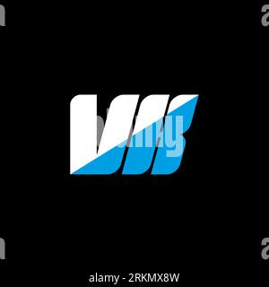VK letter logo design on black background. VK creative initials letter logo concept. VK icon design. VK white and blue letter icon design on black bac Stock Vector
