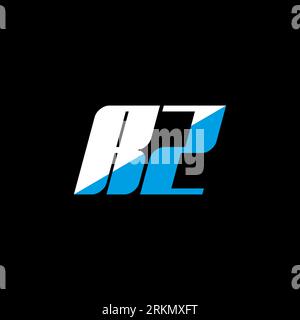 RZ letter logo design on black background. RZ creative initials letter logo concept. RZ icon design. RZ white and blue letter icon design on black bac Stock Vector