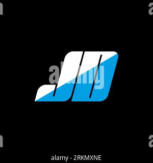 JD letter logo design on black background. JD creative initials letter logo concept. jd icon design. JD white and blue letter icon design on black bac Stock Vector