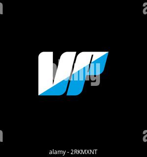 VP letter logo design on black background. VP creative initials letter logo concept. VP icon design. VP white and blue letter icon design on black bac Stock Vector