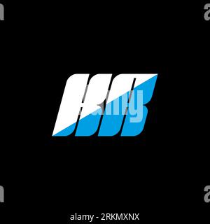 KR letter logo design on black background. KR creative initials letter logo concept. KR icon design. KR white and blue letter icon design on black bac Stock Vector
