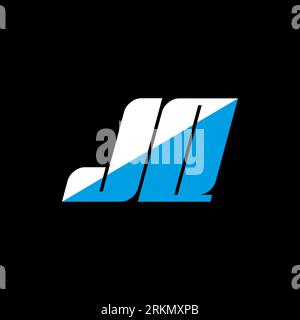 JQ letter logo design on black background. JQ creative initials letter logo concept. jq icon design. JQ white and blue letter icon design on black bac Stock Vector