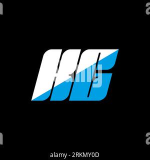 KG letter logo design on black background. KG creative initials letter logo concept. KG icon design. KG white and blue letter icon design on black bac Stock Vector