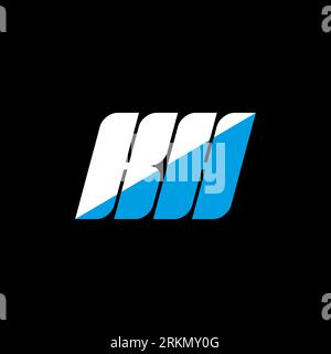 KH letter logo design on black background. KH creative initials letter logo concept. KH icon design. KH white and blue letter icon design on black bac Stock Vector