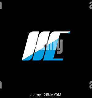 KC letter logo design on black background. KC creative initials letter logo concept. KC icon design. KC white and blue letter icon design on black bac Stock Vector