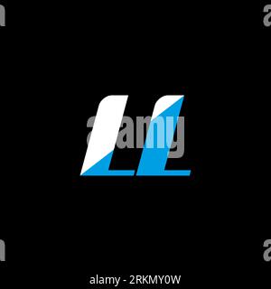 LL letter logo design on black background. LL creative initials letter logo concept. LL icon design. LL white and blue letter icon design on black bac Stock Vector