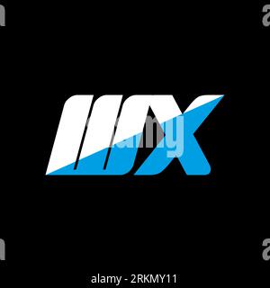 WX letter logo design on black background. WX creative initials letter logo concept. WX icon design. WX white and blue letter icon design on black bac Stock Vector