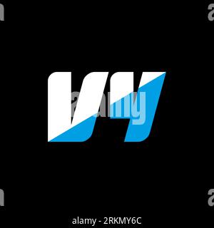 VY letter logo design on black background. VY creative initials letter logo concept. VY icon design. VY white and blue letter icon design on black bac Stock Vector