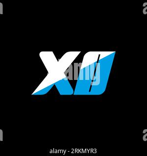 XO letter logo design on black background. XO creative initials letter logo concept. XO icon design. XO white and blue letter icon design on black bac Stock Vector