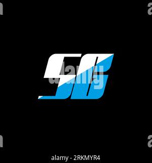 SG letter logo design on black background. SG creative initials letter logo concept. SG icon design. SG white and blue letter icon design on black bac Stock Vector