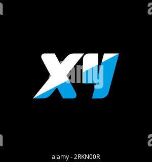 XY letter logo design on black background. XY creative initials letter logo concept. XY icon design. XY white and blue letter icon design on black bac Stock Vector