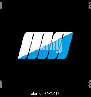 MN letter logo design on black background. MN creative initials letter logo concept. MN icon design. MN white and blue letter icon design on black bac Stock Vector
