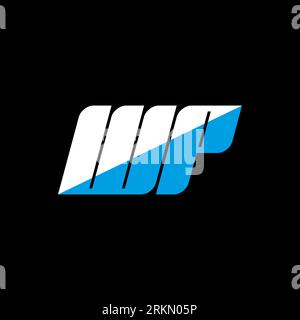 WP letter logo design on black background. WP creative initials letter logo concept. WP icon design. WP white and blue letter icon design on black bac Stock Vector