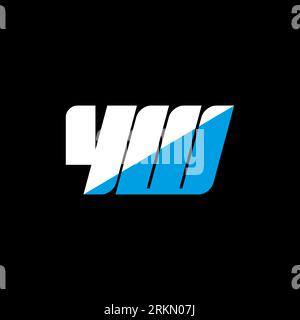 YW letter logo design on black background. YW creative initials letter logo concept. YW icon design. YW white and blue letter icon design on black bac Stock Vector