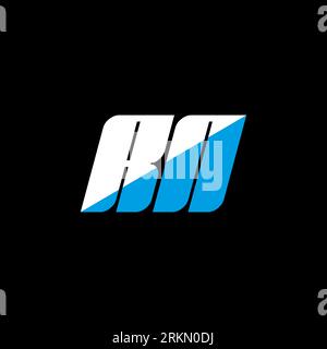 RN letter logo design on black background. RN creative initials letter logo concept. RN icon design. RN white and blue letter icon design on black bac Stock Vector